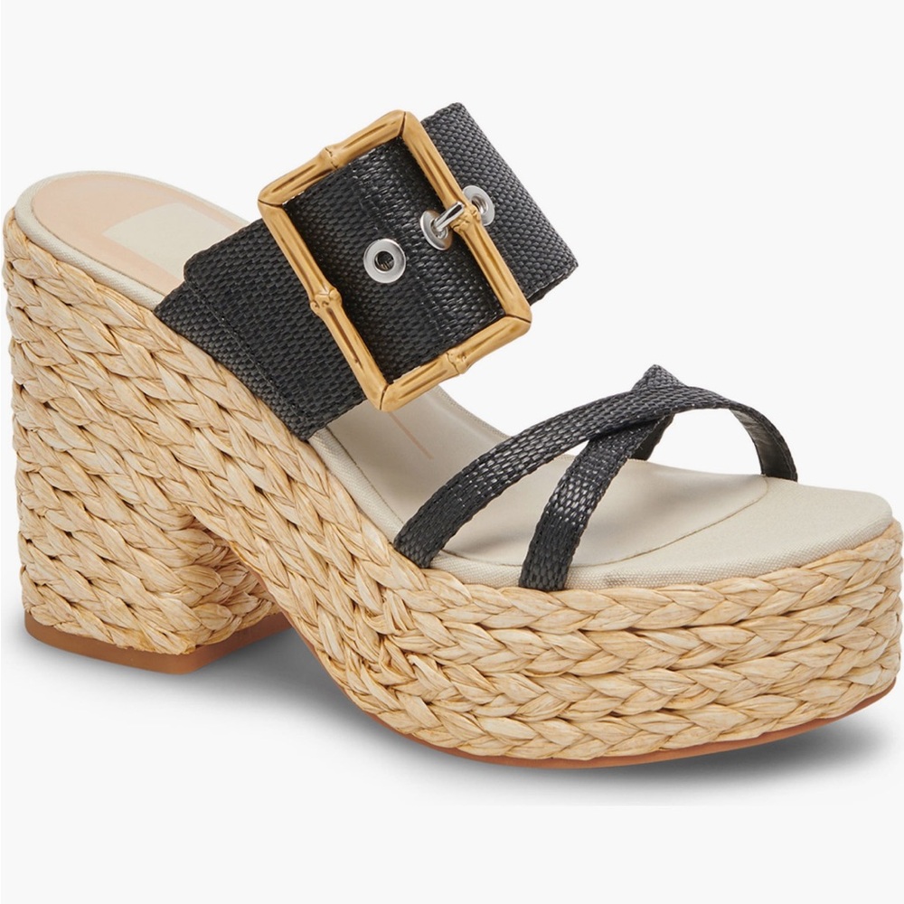NEW DOLCE VITA women's edwina heel in onyx raffia